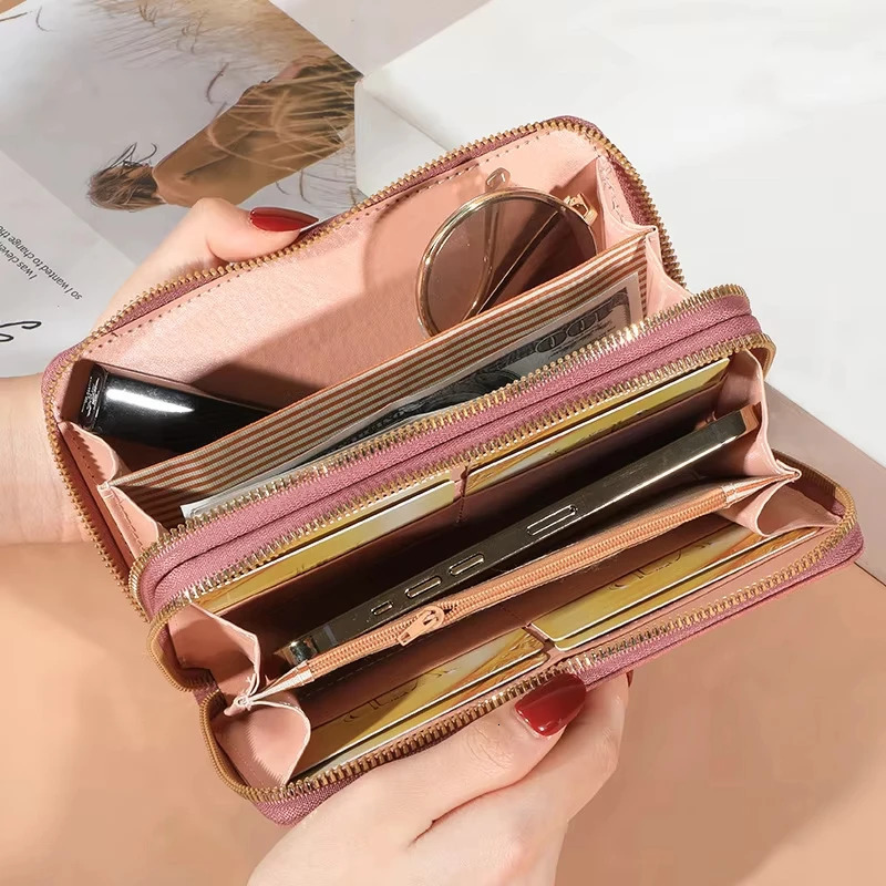 Long Womens Wallet Female Purses Tassel Coin Purse Card Holder Wallets Double Zipper Pu Leather Clutch Money Phone Bag 250809