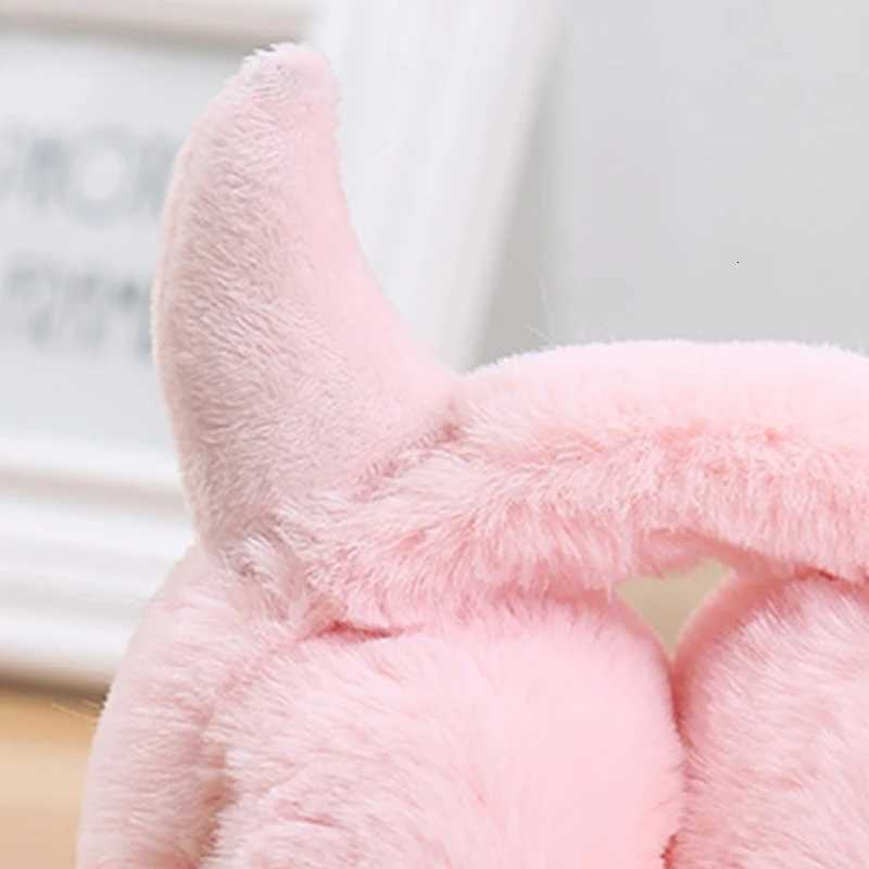 Women Soft Plush Earmuff with Horns Girls Cute Winter Adjustable Ear Muffs Female Foldable Outdoor Cycling Ski Ear Warmers XJ250812