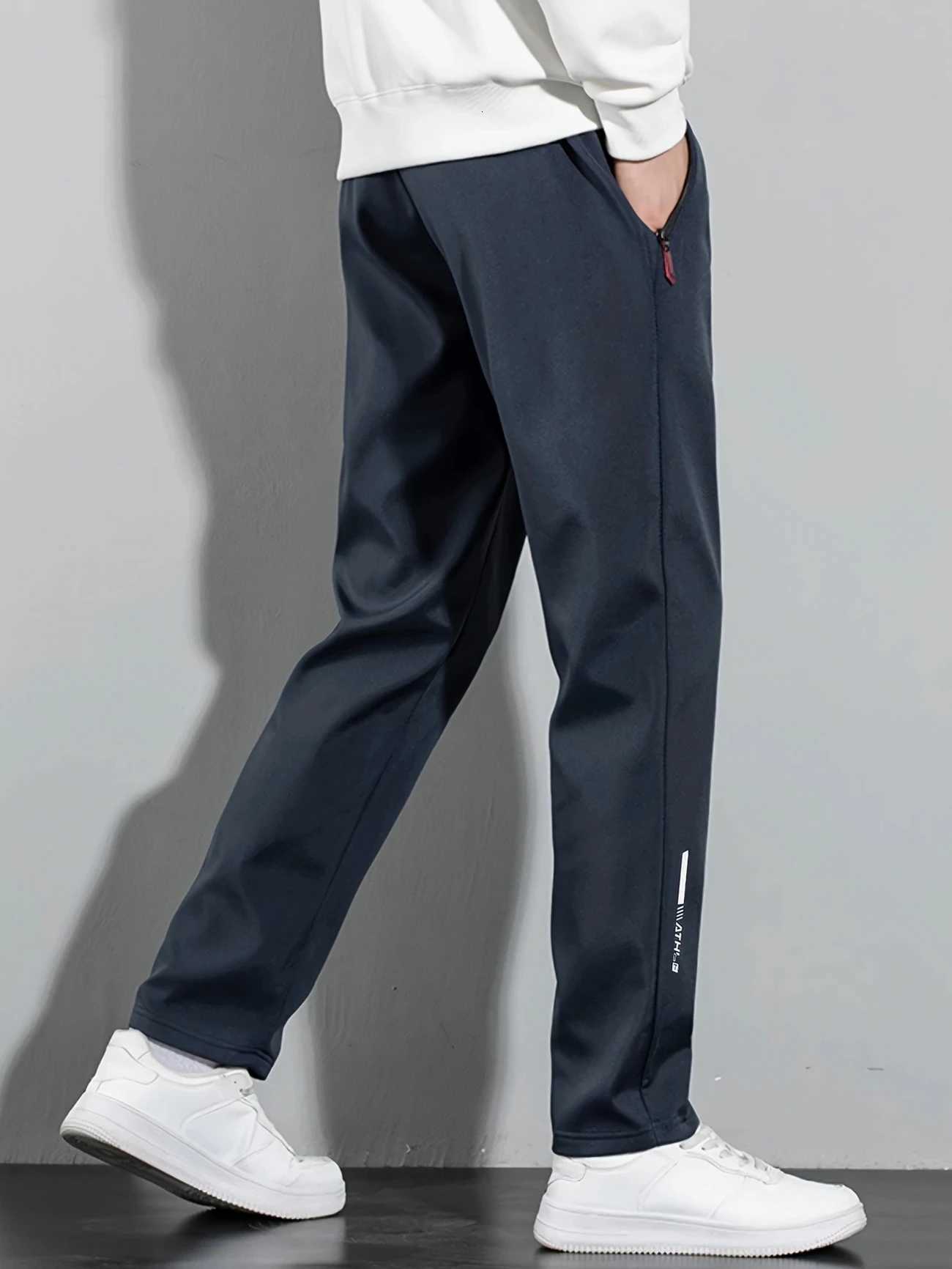 2025 Mens Casual Straight Pants Stretch Elastic Waist Jogger Korean Classic Blue Black Gray Male Brand Trousers Plus Size W250812