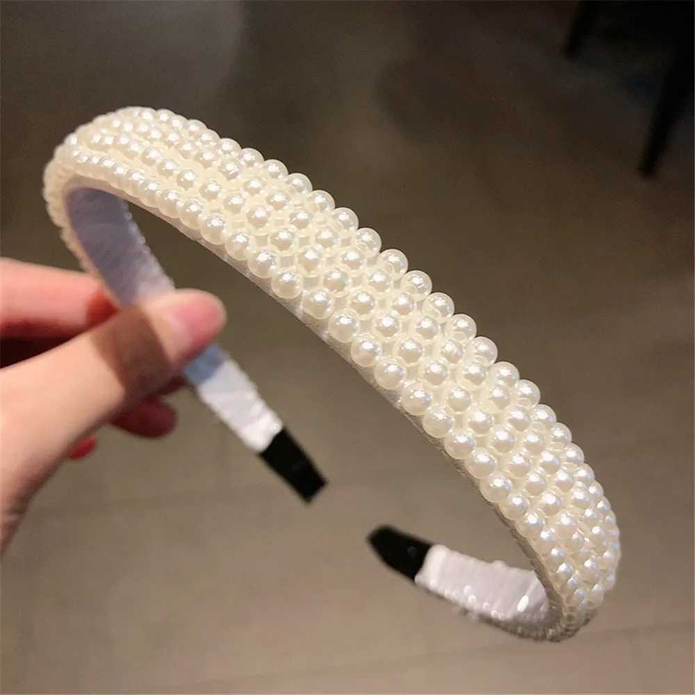 Fashion White Artificial Pearl Hair Hoop Fixed Hair Styling Elastic Hairbands for Girls Makeup Washing Face Band Wear X250812