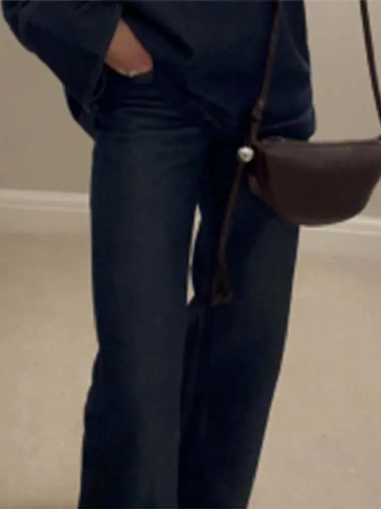 Denim Coat Trouser Women 2 Pieces Set Lapel Full Sleeves Pullover Floor Length High Waist Wide Leg Pants Female Spring Suit 250806