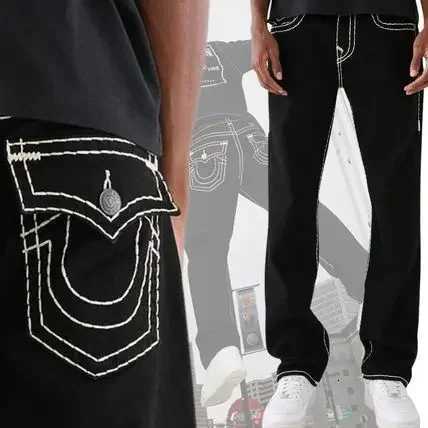 Vintage Hip Hop Street Leisure Denim Pants Buddha Y2k Gothic Fashion Embroidered Straight Leg Wide Leg Jeans Men Clothing X250812