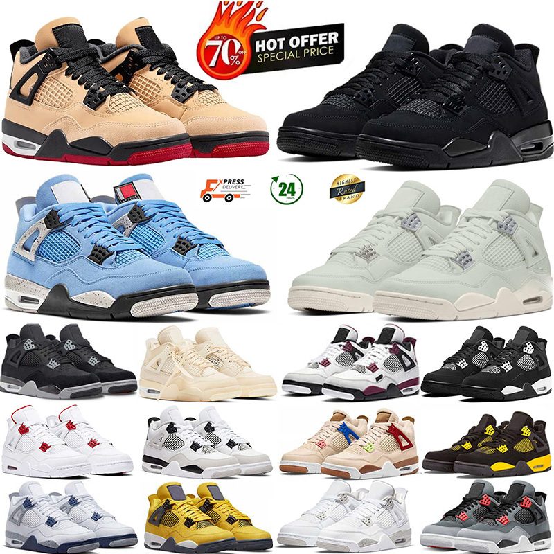 Designer 4 Basketball shoes for Man Woman Military Sail Red 4s Black Cat Cement Yellow Thunder White Oreo Cool Grey Blue University Seafoam Size 36-47