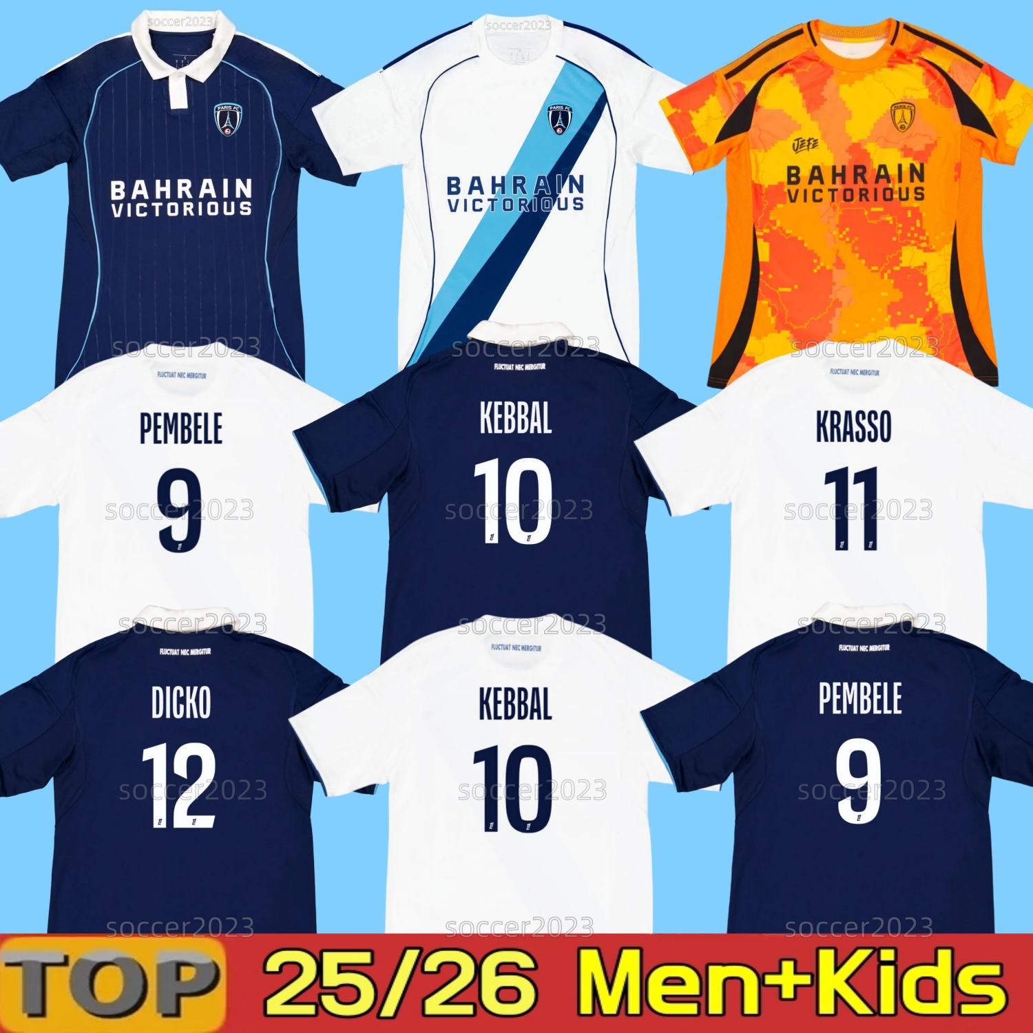 25 26 maillot Paris fc Soccer Jersey 2025 Home Away third Kebbal pembele Hamel Krasso Gory Doucet Camara CAFARO M.LOPEZ 2026 Player men kids kit Football Shirts uniform