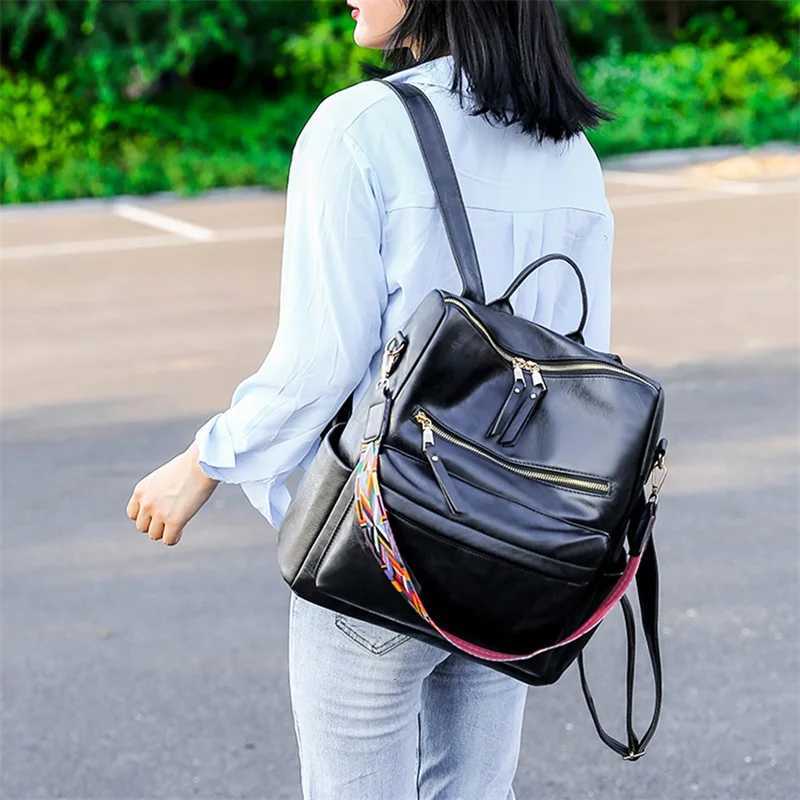 Women Backpacks Vintage Large Capacity PU Leather Shoulder Bag Handbag for Casual Daily Y250811