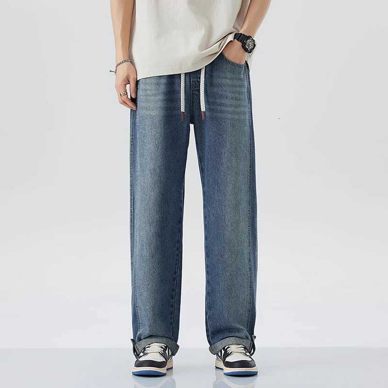2025 New Mens Straight Leg Retro Jeans Soft Lyocell Casual Pants Personalized High-Quality Korean Mens Fashionable Loose Denim W250812