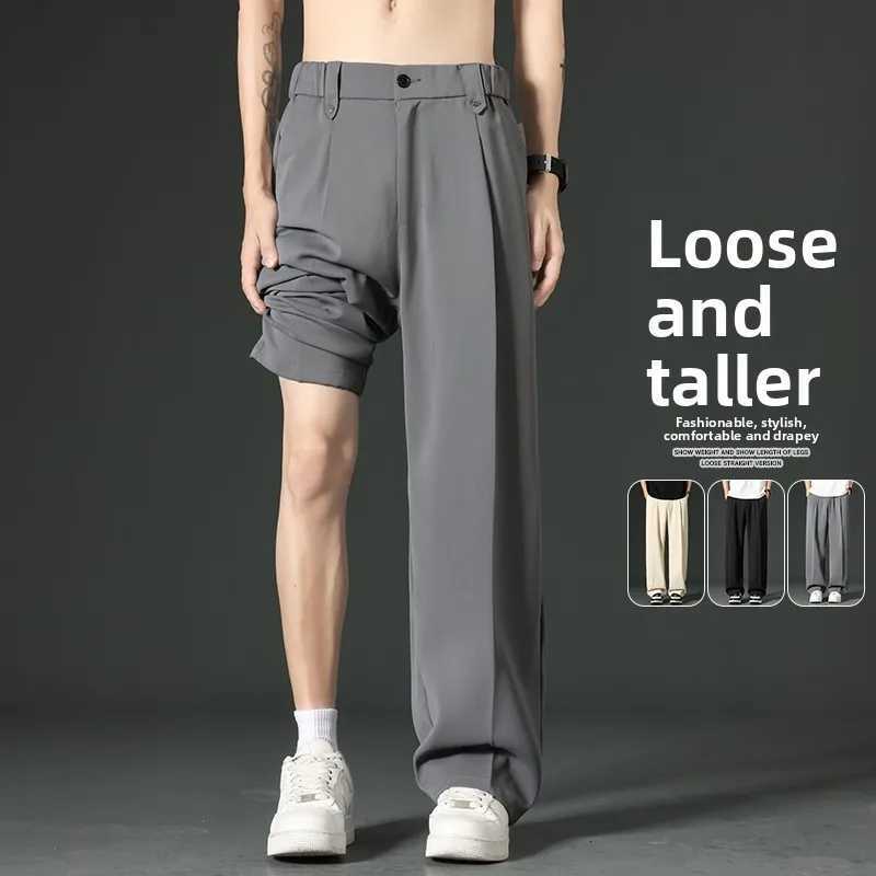 Spring and Summer Casual Suit Trousers Mens Hong Kong Style Japanese Drape Smooth and Comfortable Straight Small Suit Trousers W250812