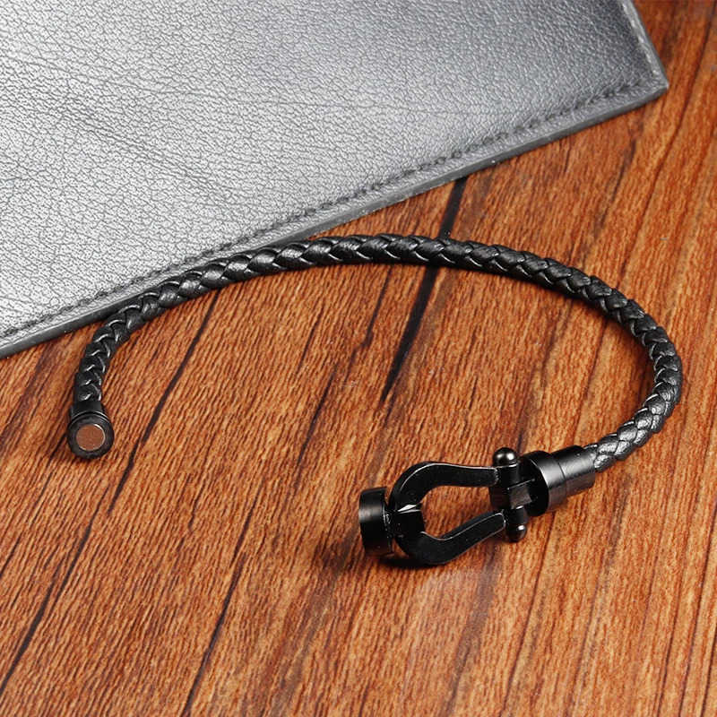 Fashion Rope Men Bracelet Double Layer Leather Bracelet for Men Stainless Steel Accessories for Lover Husband Jewelry Gift M250812 - view 5