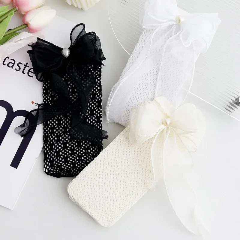 Baby Summer Thin Lolita Sock Lace Bowknot Stockings Girl Long Socks School Uniform Princess Calf Kids Knee High Stocking 250812