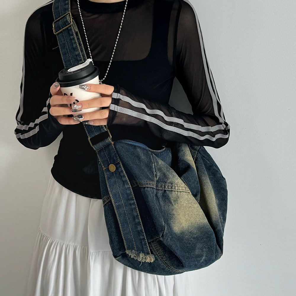 Niche Washed Vintage Denim Crossbody Bag Sweet Cool Girl Versatile Shoulder Handbag Live Broadcast ddmymarket