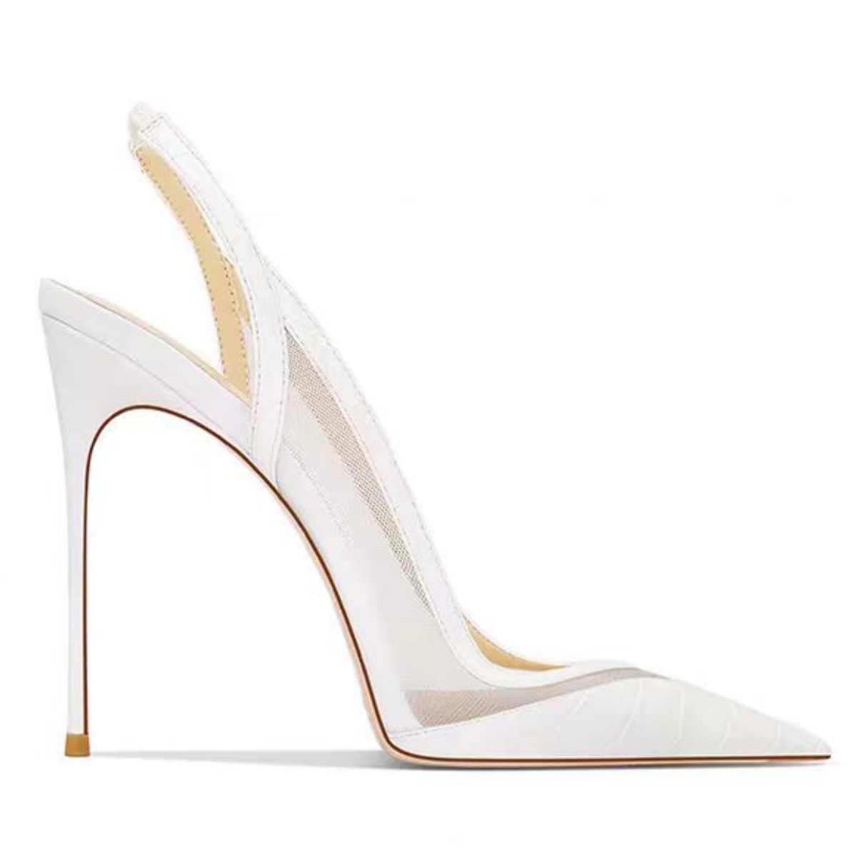 Unisex Size 36-47 Stiletto Sandals - Mesh and Pointed Toe Crossdressing Heels (Black/White/Burgundy)