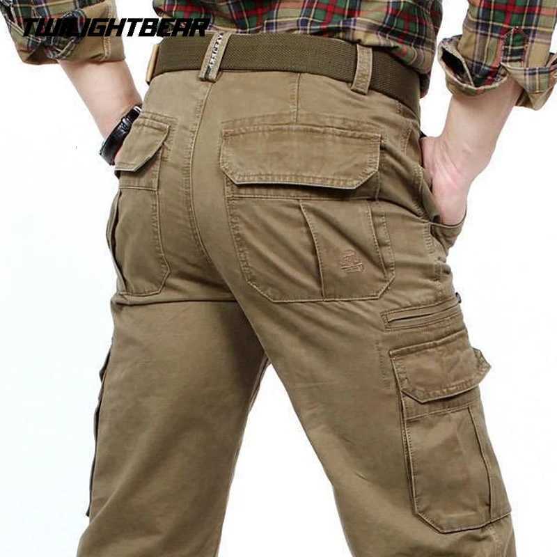 Pure Cotton Mens Cargo Pants Multiple Pockets Oversized Solid Casual Pants Men Clothing High Quality Overalls 30-48 A5F9123 X250812