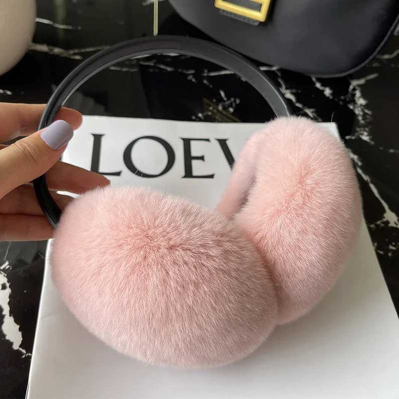 Real Rex Rabbit Fur Earmuffs for Women Winter Headphones Soft Warm Cable Furry Rabbit Fur Ear Covers for Cold Weather XJ250812