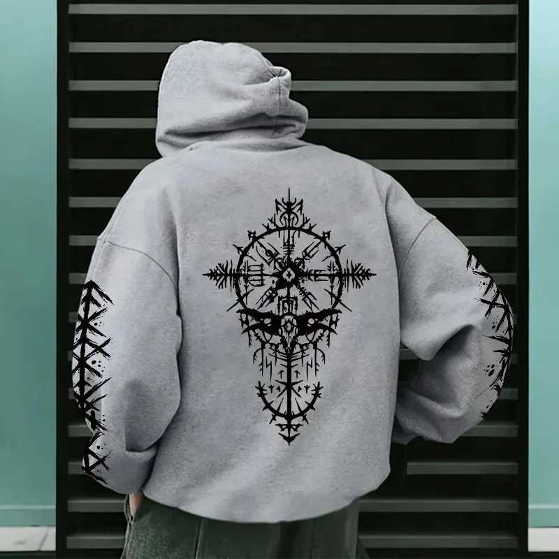 Ancient Viking Raven Print Hoodie for Man Autumn Winter Daily Casual Sport Jogging Sweatshirt Home Outdoor Comfort Warm Pullover Y250811