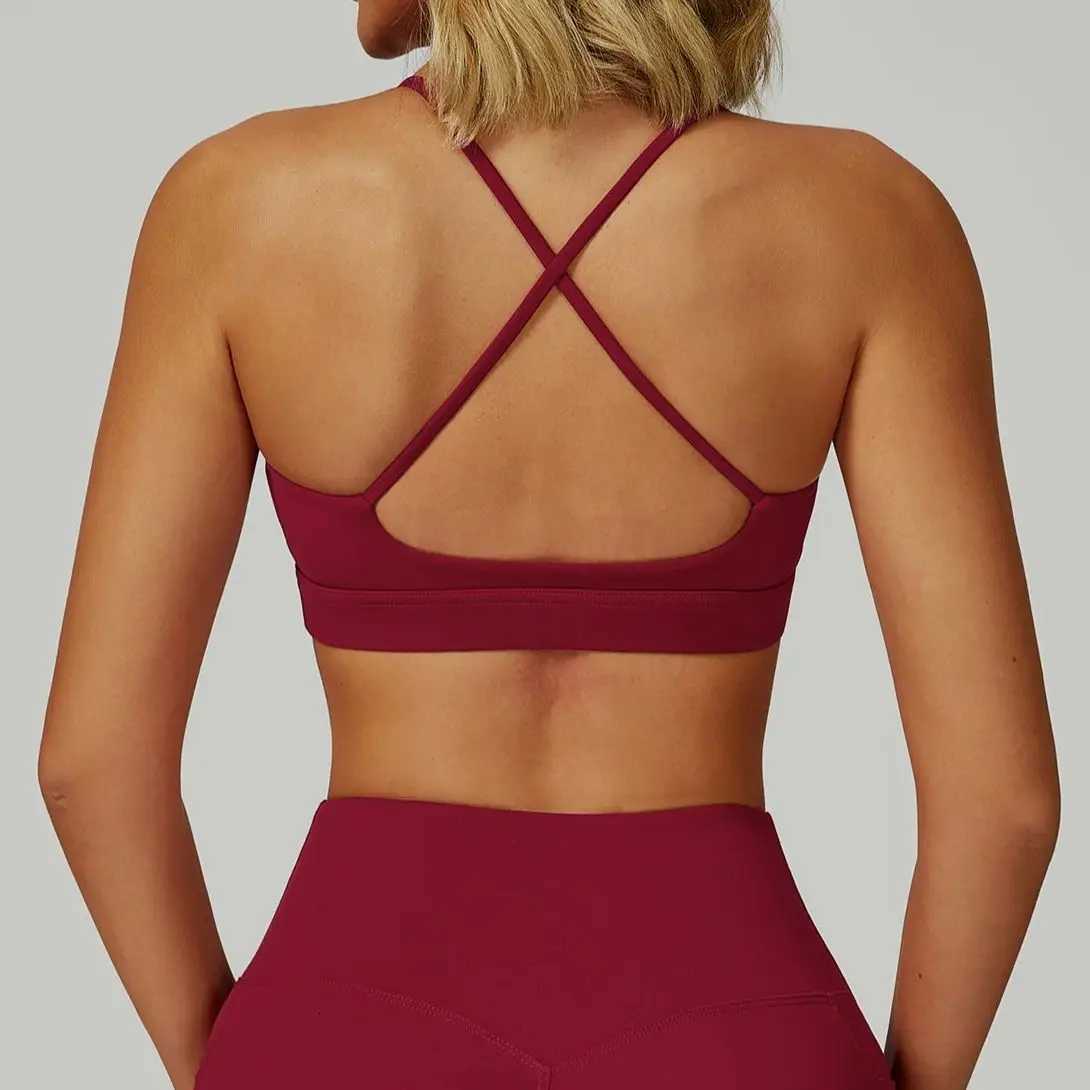 Summer Sexy Cross Beauty Back Sports Bras Women Fitness Vest Sports Top Bra Running Fitness Breathable Shockproof Bra Z250812