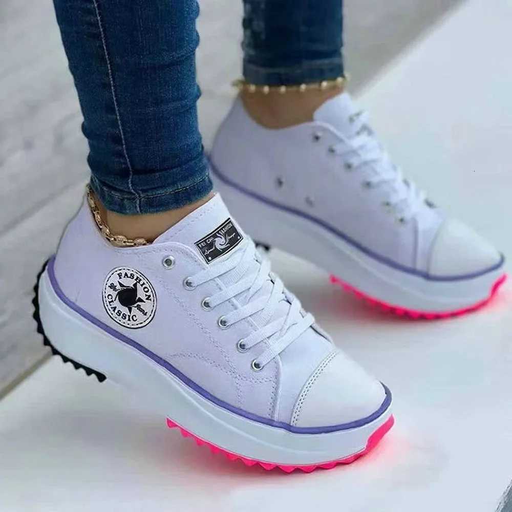 Womens Pattern Canvas Sneakers Casual Flat Lace-Up Shoes Womens Sneakers Womens Shoes Z250812