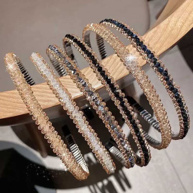Korean Crystal Bezel Wear Wen Band Girls Vintage Hair Bands Wide Hairband Hoop for Wedding Party Hair Accessories X250812