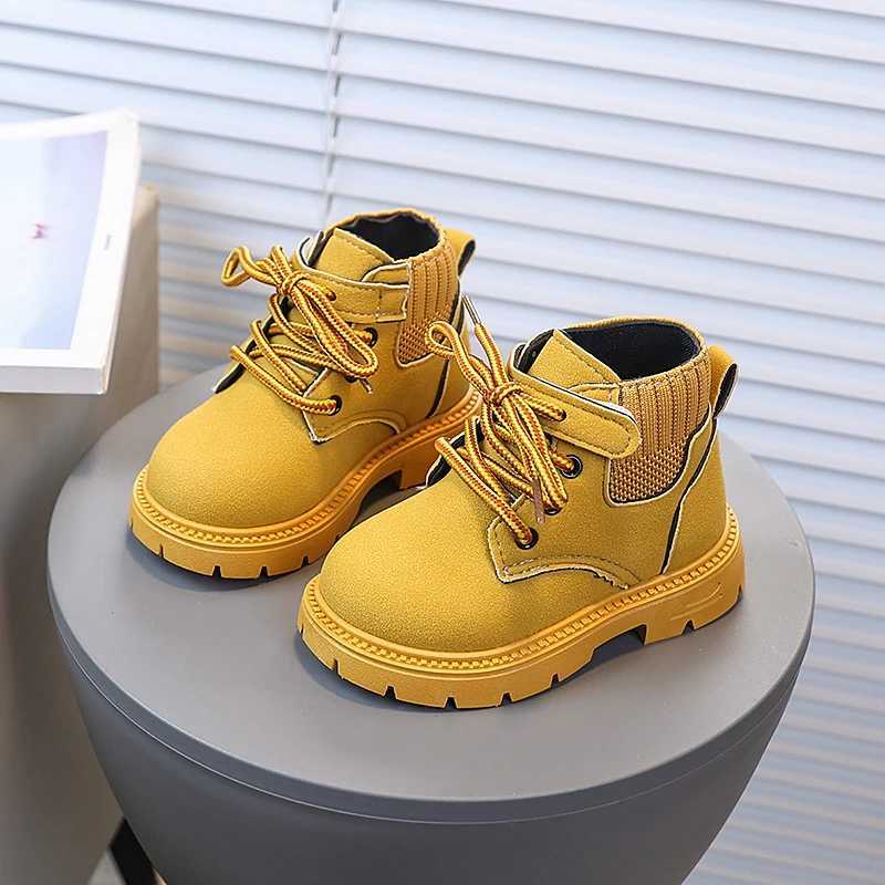 Autumn Children Boots Toddler Chunky Handsome Solid Color Kids Short Boot Mid-calf Round Toe Hook-loop Boys Girls Booties Size 21-30 XJ250812