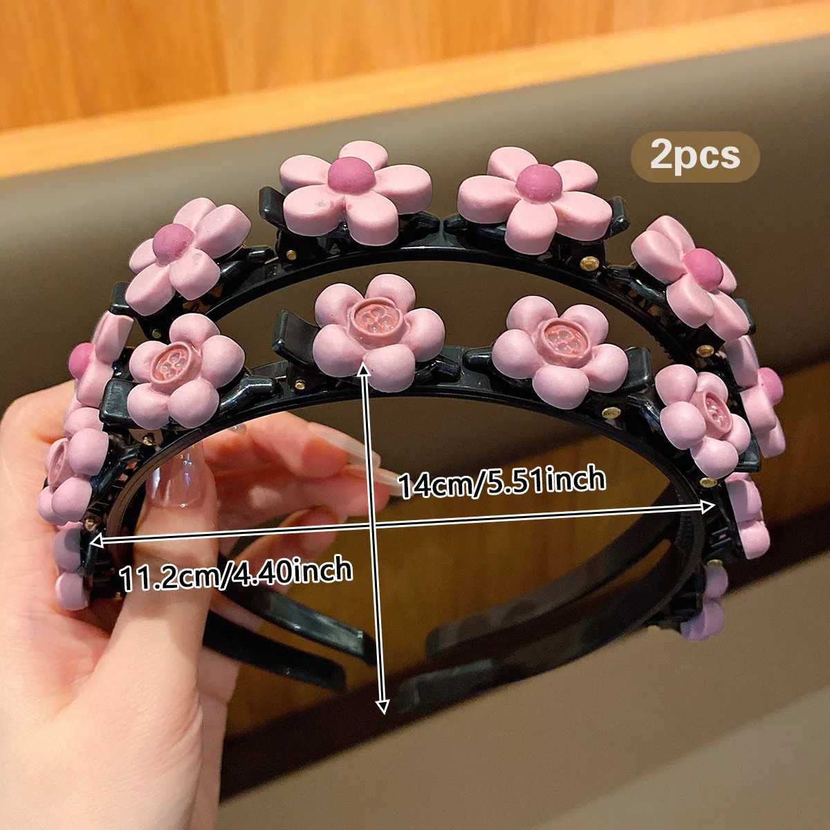 2 Little Girls New Braided Hair Band Flower Childrens Hair Accessory X250812