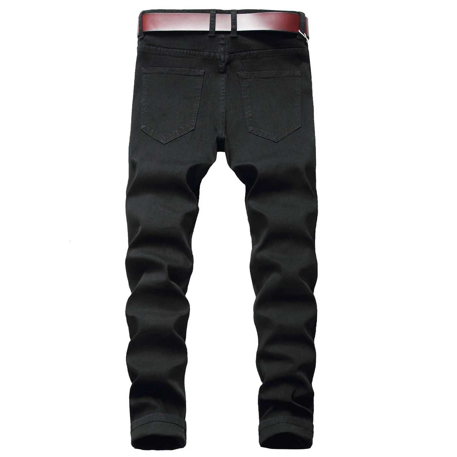 Men Skinny Pencil Pants Ripped Hole Stretch Jeans Distressed Washed Mid Waist Denims Male 2024 Streetwear Ankle Length Trousers X250812