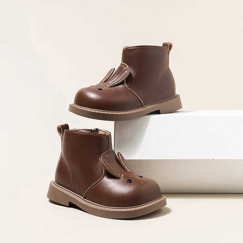 Baby Girls Rabbit Outdoor Boots High Top Zip Princess Shoes Non-slip First Walking XJ250812