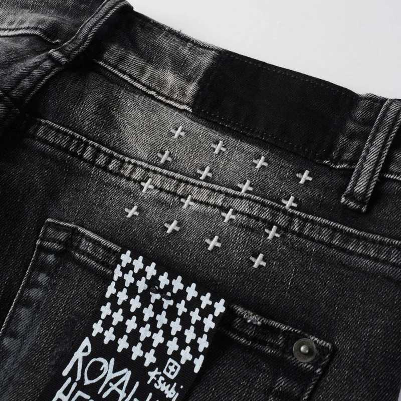 Designer Street Fashion Boutique Mens Scratch Retro Black Gray Ripped Jeans Elastic Tight Jeans Hip-Hop Brand High-Quality Pants X250812