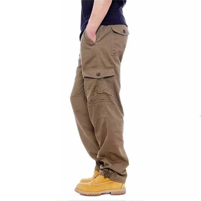 Men Baggy Cargo Pants Male Camouflage Multi Pocket Sweat Pants Loose Fit Plus Size Cotton Casual Pants Fashion Solid Color Pants X250812