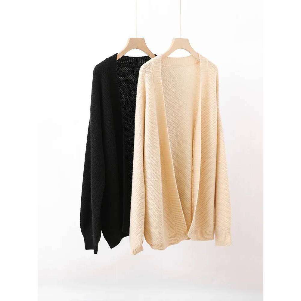 Casual Loose Comfortable Cardigan Women's 100% Merino Wool Knitted Sweater Autumn Winter Warm Soft Simple Elegant Clothing Tops 20250811