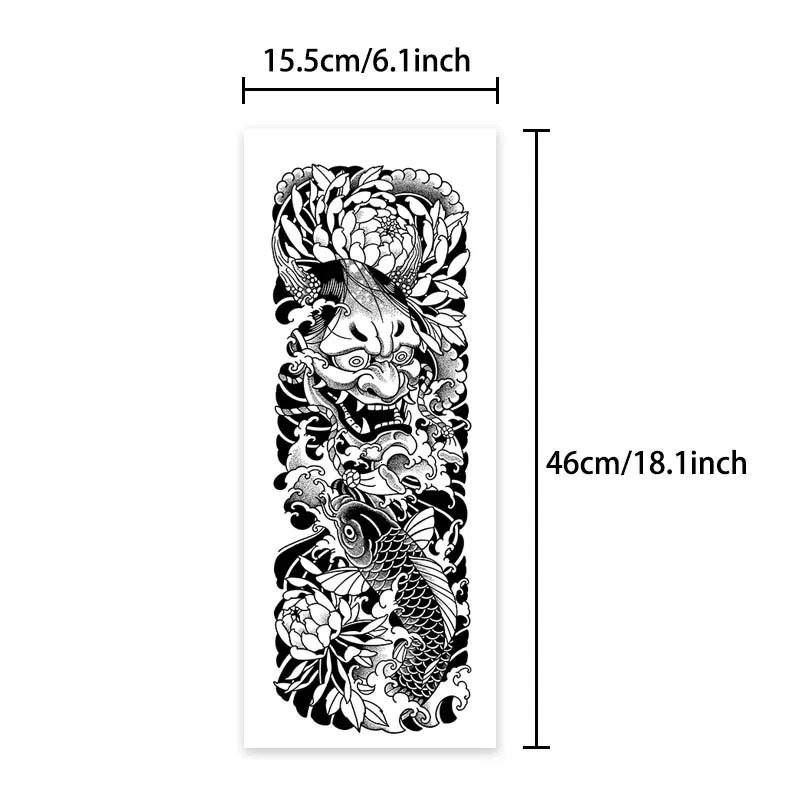 Hannya Full Arm Waterproof Temporary Tattoo Sticker Longlasting for 12 weeks Realistic Semianent 250809
