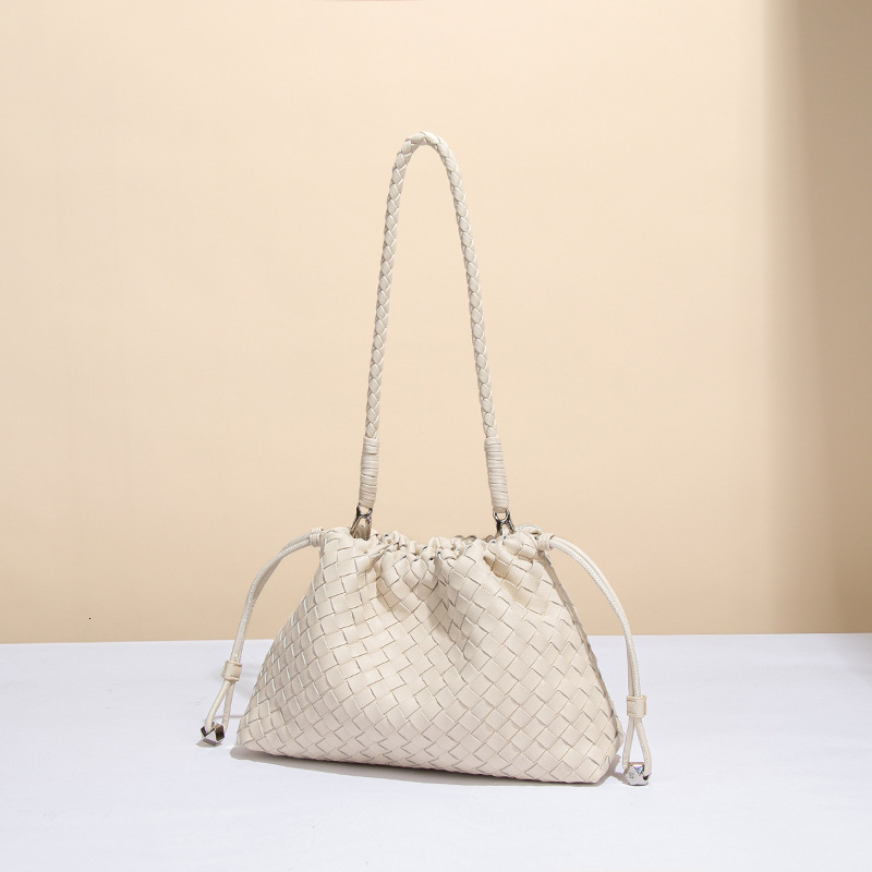2025 Designer's New Simple Women's Fashion Multi functional Drawstring Wrinkle Weaving Single Shoulder Underarm Bag