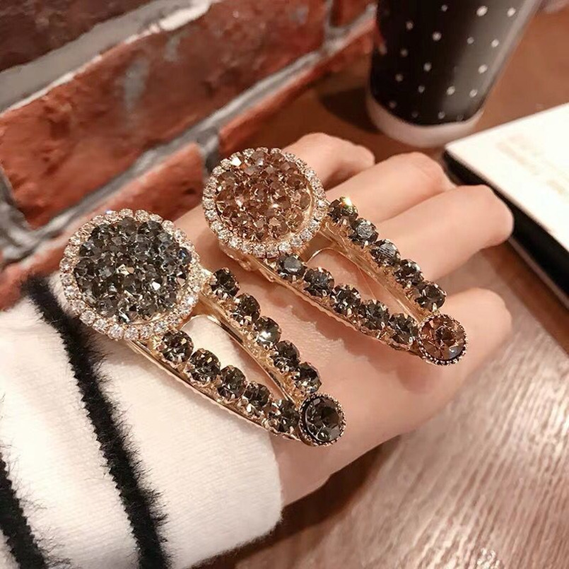 Korean Style Dongdaemun Hair Full Diamond Edge Rhinestone Bangs Small Duckbill Fashion One-word Clip Female Internet Celebrity Hairpin