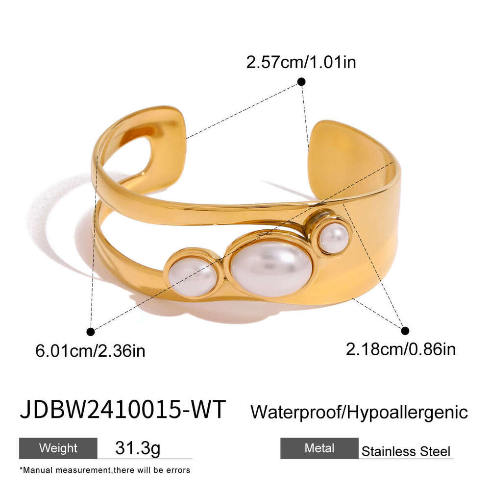 Designer Stainless Hollow Pearl Designer Bracelet High Version Natural Stone Open Bangle Titanium Jewelry Steel Jewelry