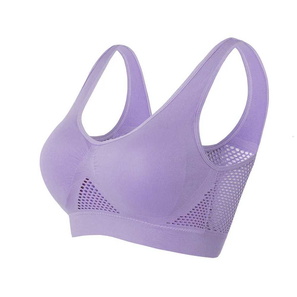 6XL Women Hollow Out Fitness Sports Bra For Running Gym Padded Push Up Seamless Top Athletic Vest Brassiere Z250812