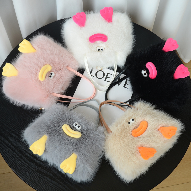 2025 Autumn bag New women s Women s Shoulder Bag New Personalized Popular Sausage Mouth Plush Bag Furry Shoulder Bag Autumn New Designer Bag Women s H