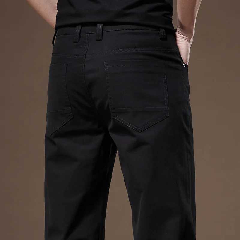 97% Cotton 2024 Autumn Mens Clothing Business Trousers Men Straight Casual Pants Mens Pants Cotton Black Gray Khaki Brand W250812