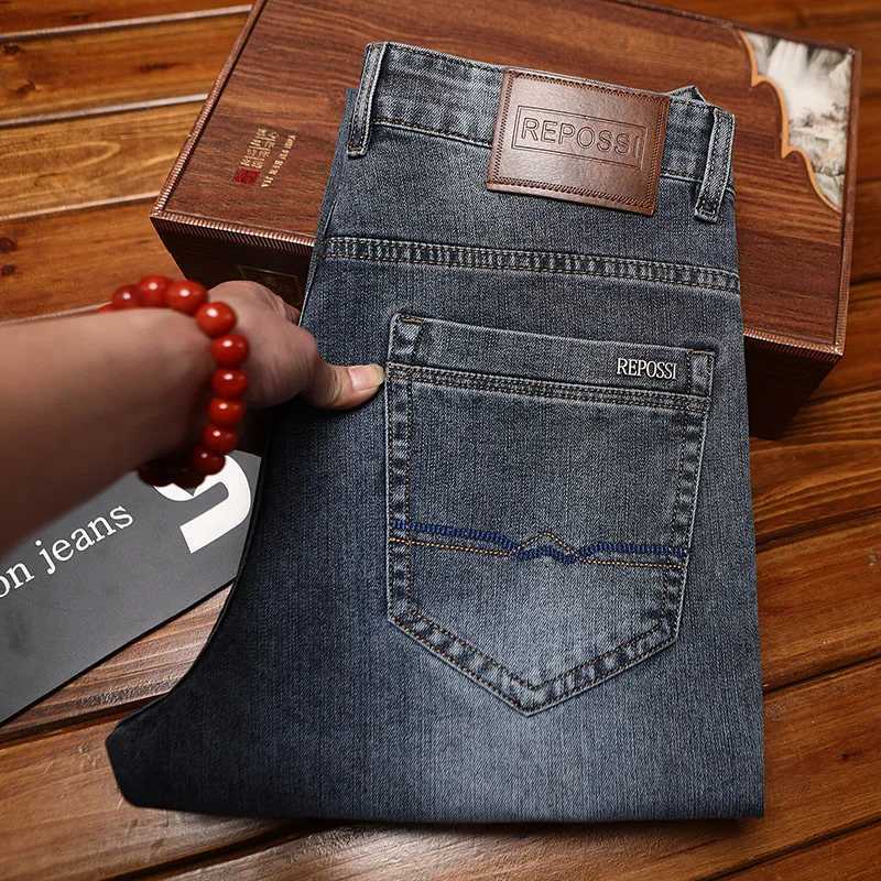 Fashionable light luxury minimalist jeans mens stretch slim fit casual versatile business small leg denim pants X250812