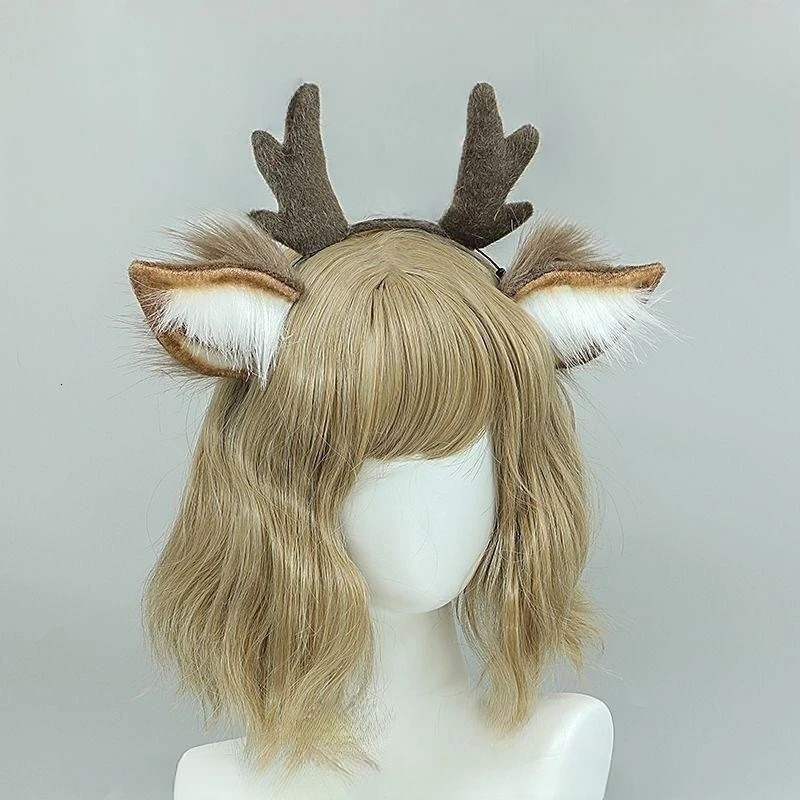 Unisex Reindeer Antler Headband Cosplay Deer Ear Head Hoop Lolita Christmas Party Headpiece Festival Headwear 250805