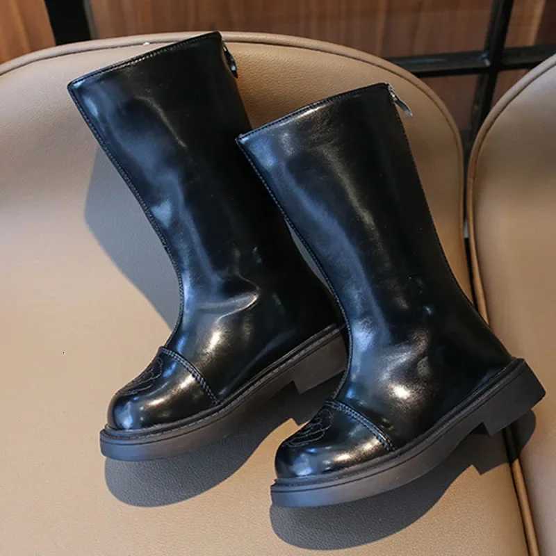 Autumn Winter Princess Long Tube Boots for Children Girls Shoes Cold-proof All-Black Uniform Shoes Kids Cozy Par Shoes G11075 XJ250812