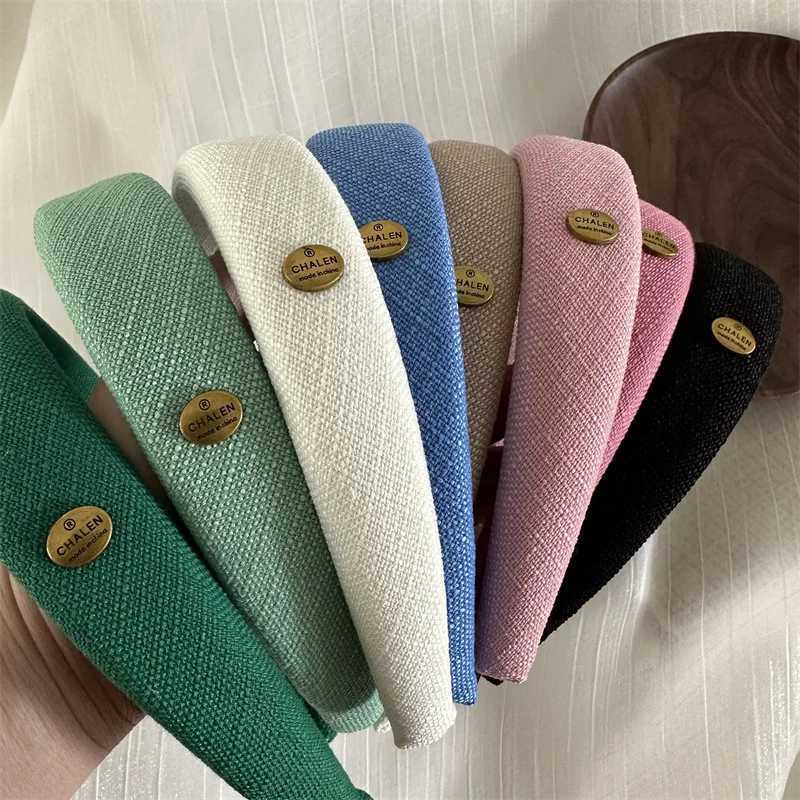 New Elegant Padded Band Solid Color Knit Fabric Wide Cross Puffy Hairbands for Girls Winter Hair Accessories X250812