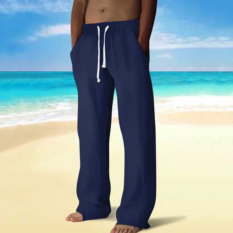 Spring and Summer Mens Casual Cotton and Linen Long Pants Loose Breathable Solid Color Long Pants Male Casual Sport Long Pants W250812