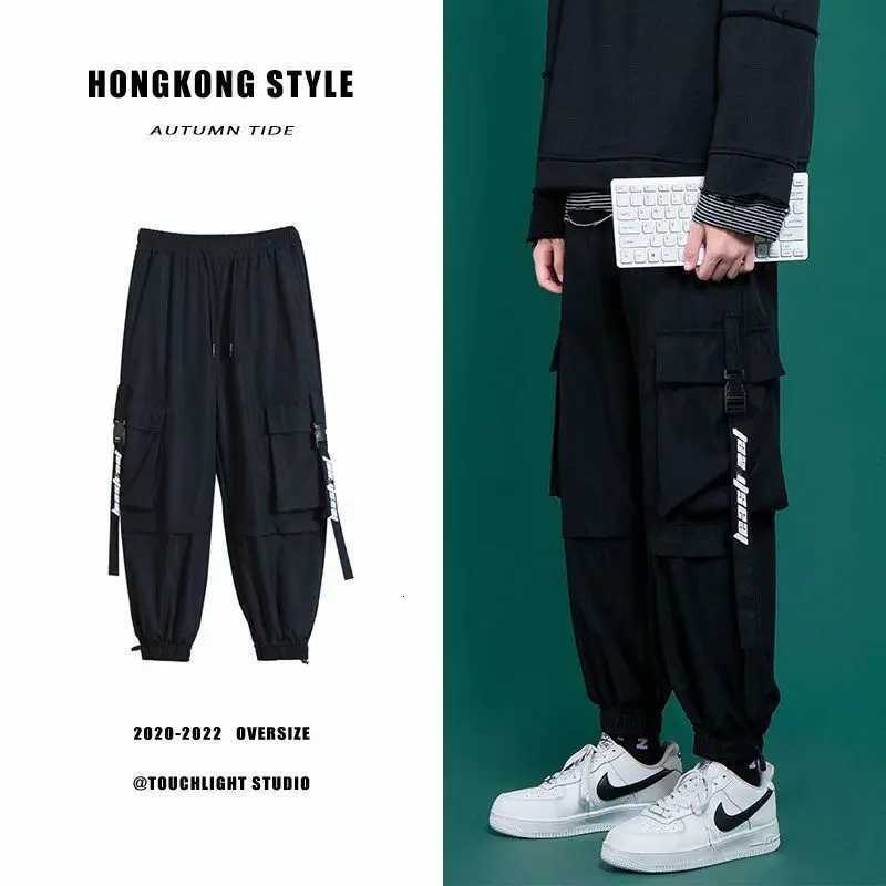 Black Cargo Pants Mens Fashion Loose Tapered Casual Pants Pink Hip Hop Sports Pants Japanese Streetwear Pants Cargo Sweatpants X250812
