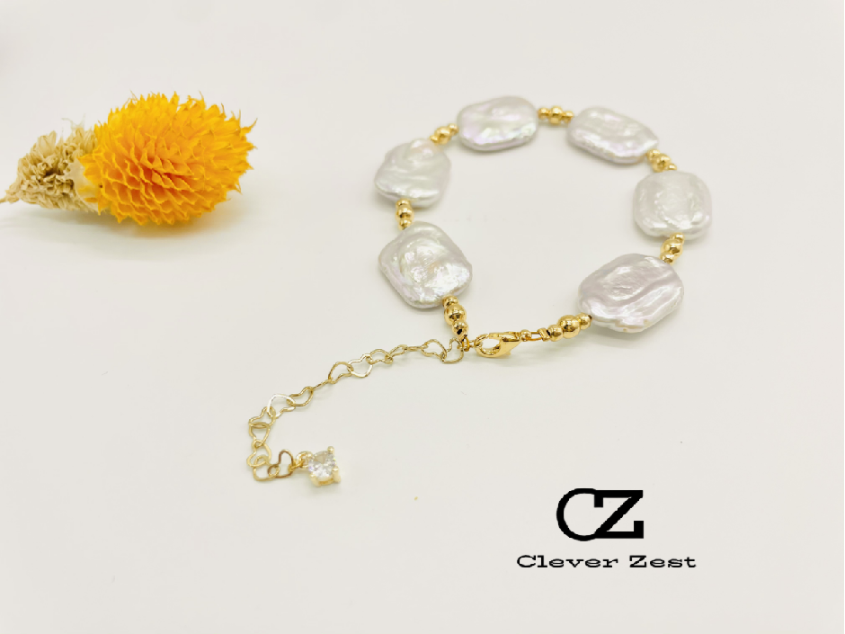 Natural freshwater baroque pearl bracelet Gold-plated craftsmanship Fashionable Bohemian style Resort style Designer handmade