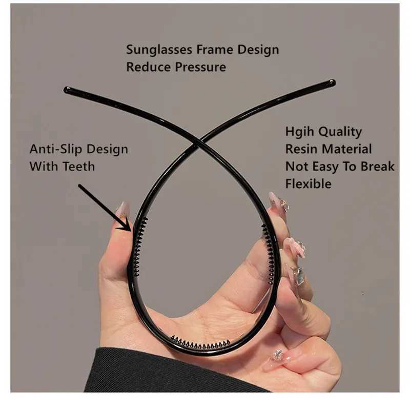 New Trendy Sunes Frame Shape Acrylic Hairbands For Women Toothed Band Anti-Slip Hair Hoop Fashion Hair Accessories X250812