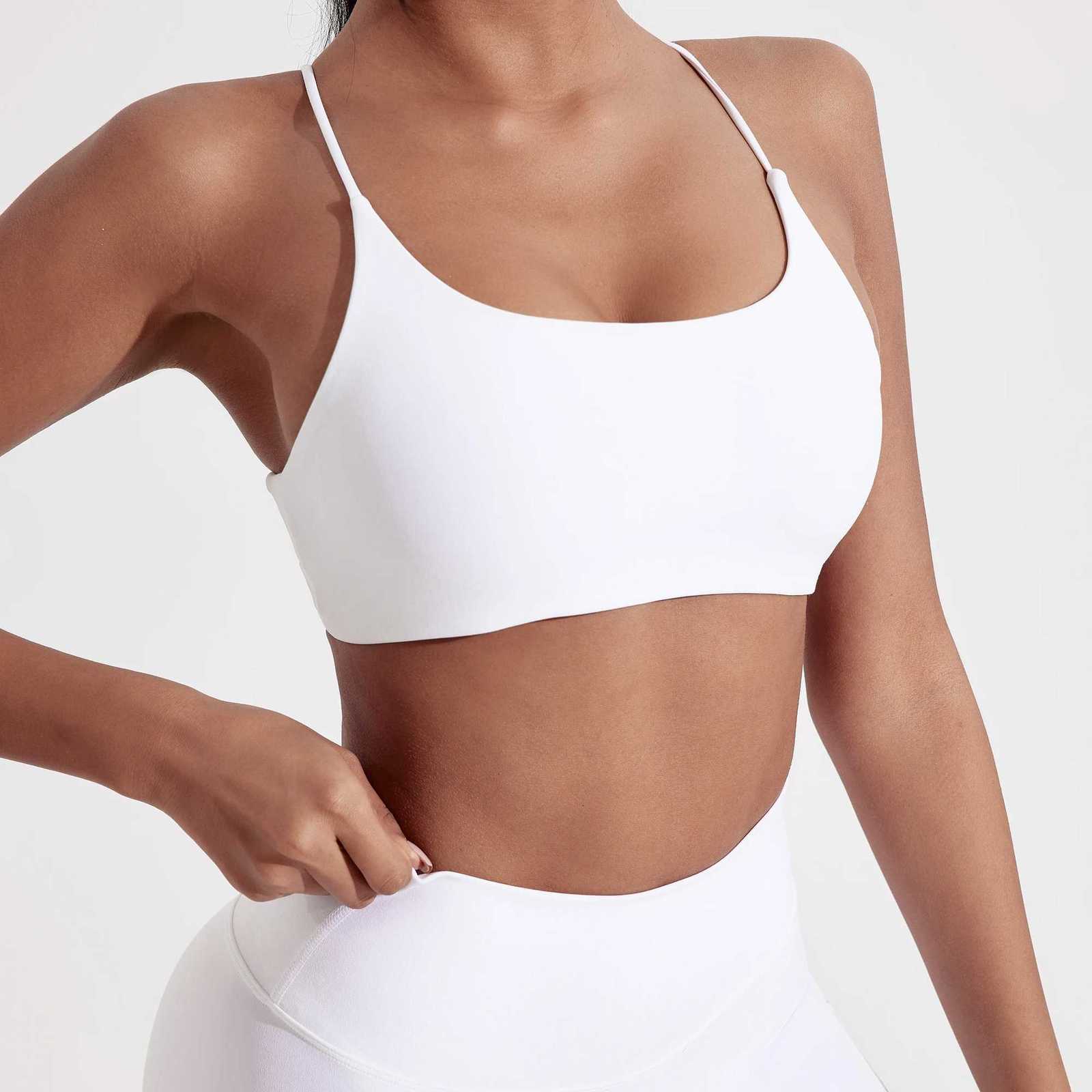 Solid Color Underwear Cross Back Women Fitness Sports Bra Top Comprehensive Training Jog Chest Pad Spaghetti Strap Beauty Z250812