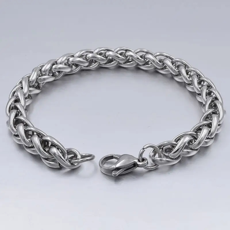 HNSP Stainless Steel Twist Hand Chain Bracelet For Men Women Jewelry Accessories Wholesale 3MM-8MM Thick 250811