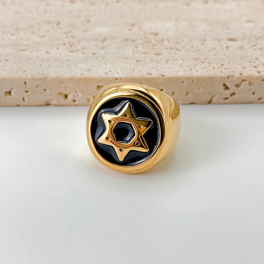 Stainless Steel Men Hip hop Star of David Rings fashion vintage Hexagram Ring jewelry 250812