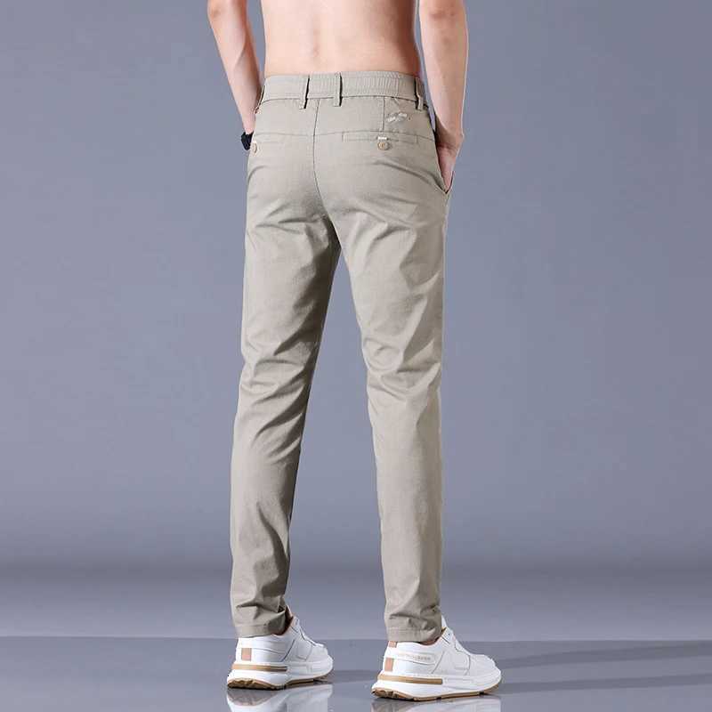 Spring Summer Pants Mens Stretch Breathable Casual Pants Slim Business Straight Trousers Fashion Gray Khaki Black Gray W250812