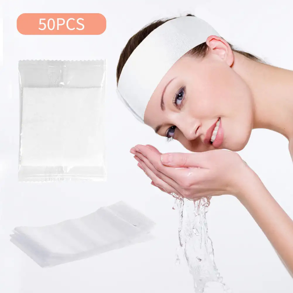 50Pcs Disposable Spa Headbands Stretch Non-Woven Soft Skin Care Hair Band with Convenient Closure for Women Girl 250805
