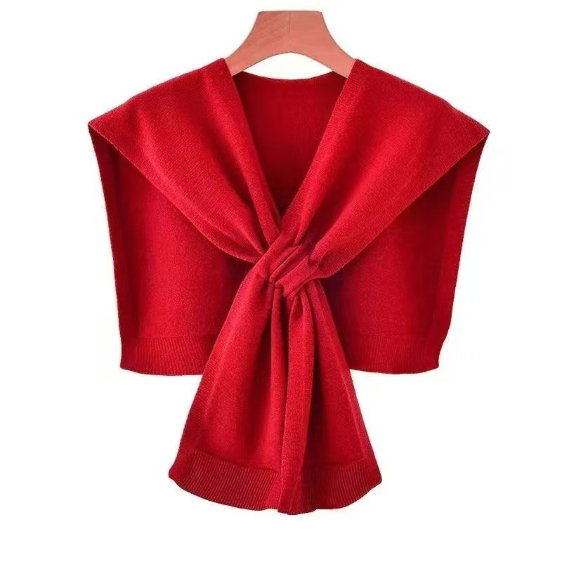 K1637 Lazy style knitted shawl outer wear cross knotted waistcoat office air-conditioned room cervical spine shoulder scarf