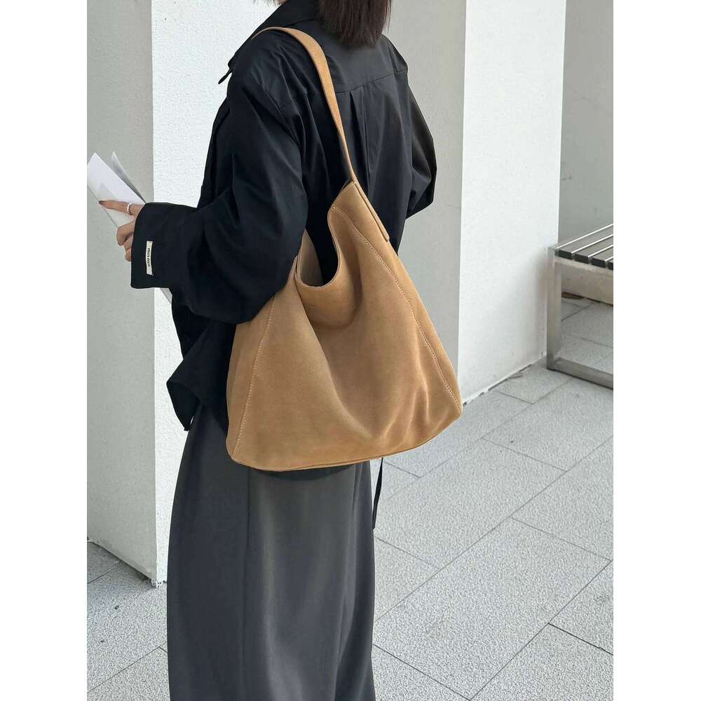 Customized for Individuals Large Capacity Winter Tote High Class Matte Suede Wool Women Handbag Coffee Kakhi Travel Shoulder Bag